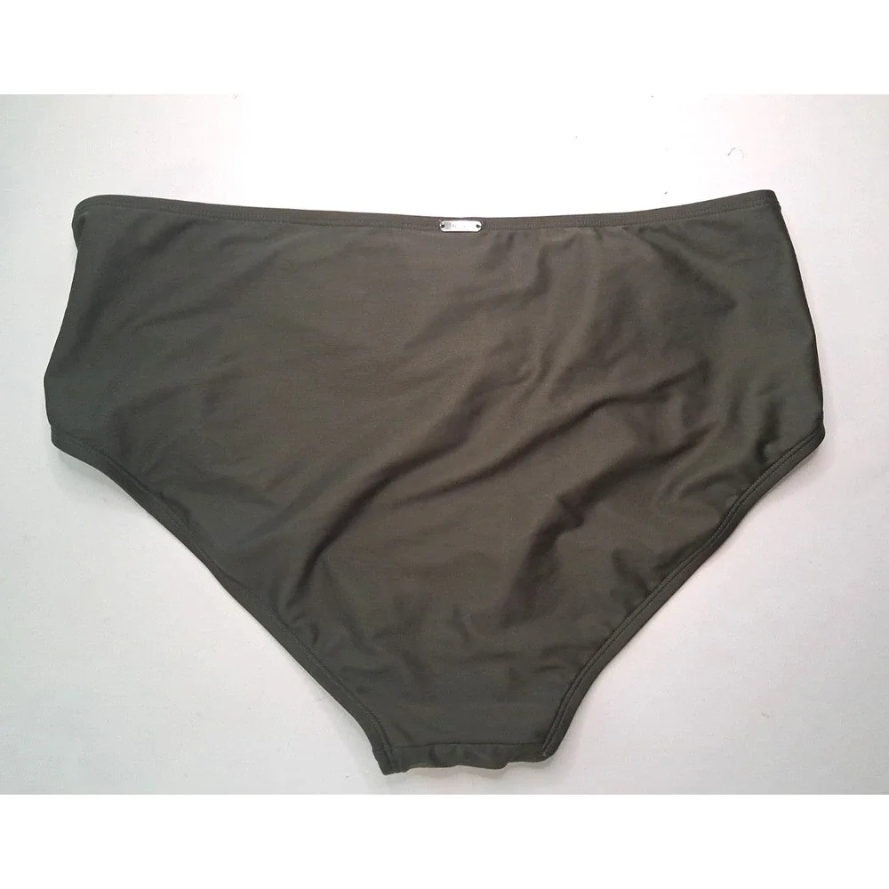 DKNY Women's 2XL Seamed Hips High-Waist Swim bottoms Moss Green NWT MSRP $58